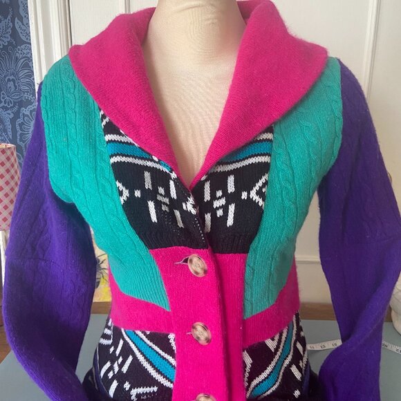Preloved Cardigan; Reclaimed wool patchwork boho eco - Medium/Large - Picture 2 of 12